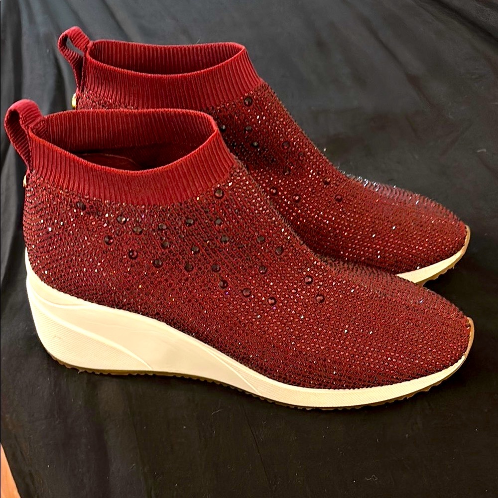Alex Marie Burgundy size 8  ’Halika’ Women's Rhinestone Slip-On Stretch Shoes